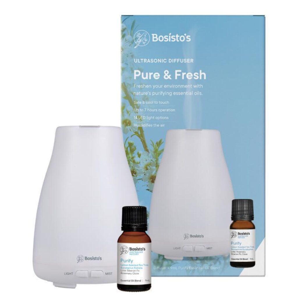 Bosisto's Ultrasonic Pure and Fresh Diffuser + Oil Gift Pack (1)