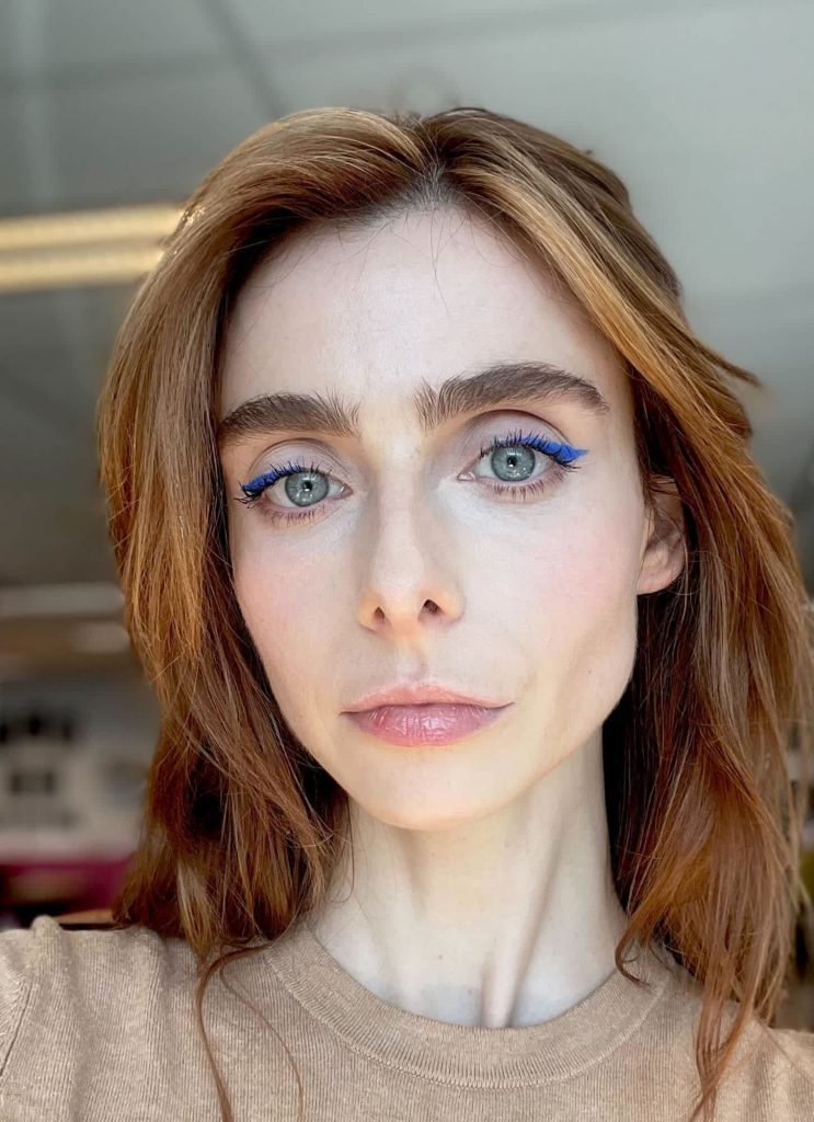 Ruby Feneley wearing blue eyeliner