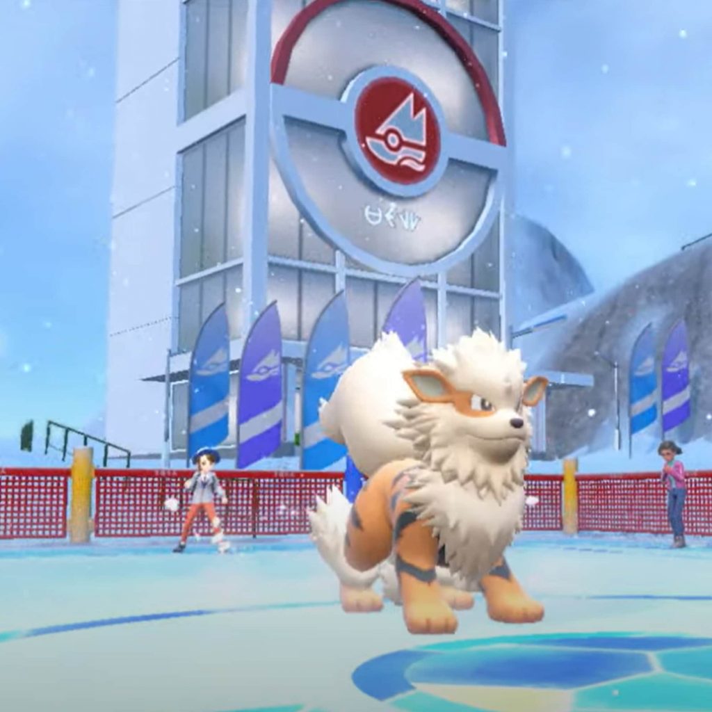 Arcanine in a Pokemon Scarlet and Violet gym battle.