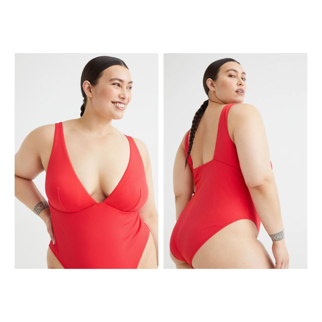 H&M High Leg Rib Swimsuit - plus sized swimwear (1)