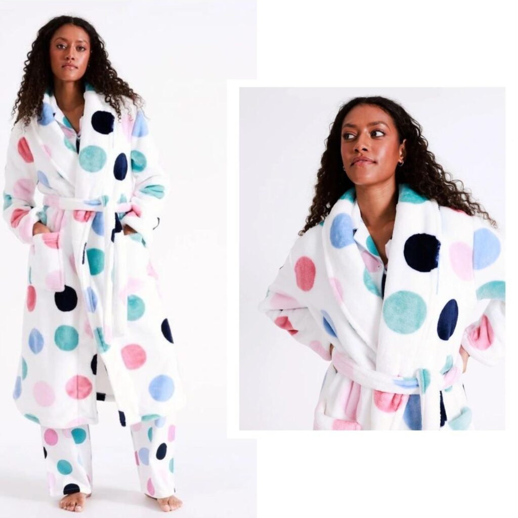 Soho Leah Fleece Robe in Polka Dot Best Dressing Gowns