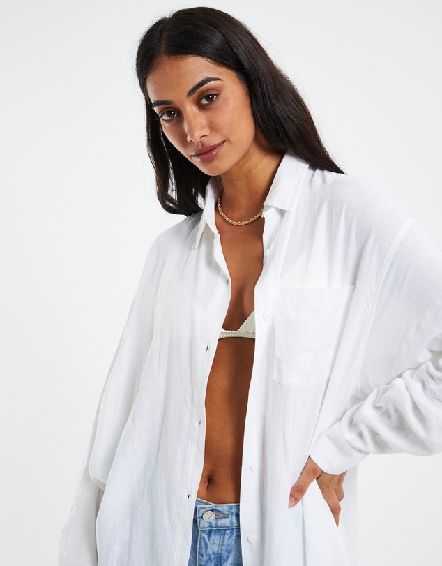 Subtitled avah oversized linen shirt - capsule work wardrobe australia