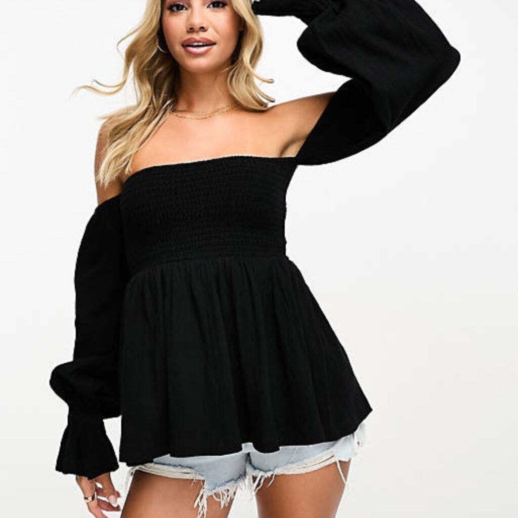 ASOS Design Off Shoulder Texture Blouse - Cold Shoulder Top