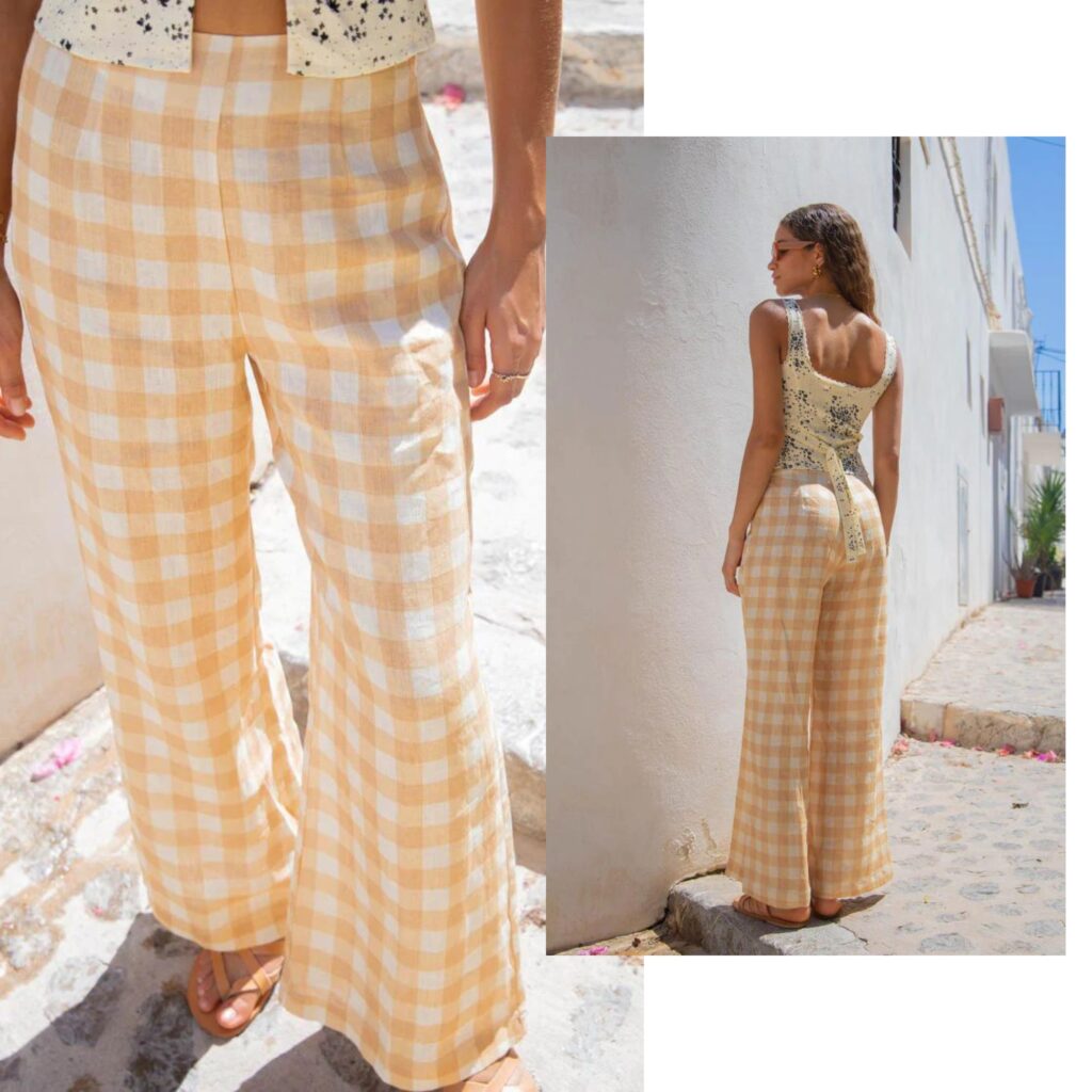 Divine Artist Linen Pants - gingham pants