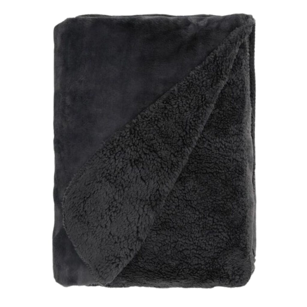 Heritage Reversible Sherpa Blanket Charcoal - Wool Blanket for Winter