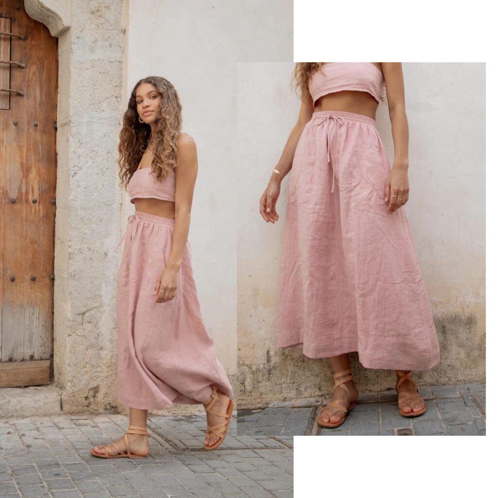 VRG GRL Cariño Linen Midi Skirt & Crop Top - Matching Sets