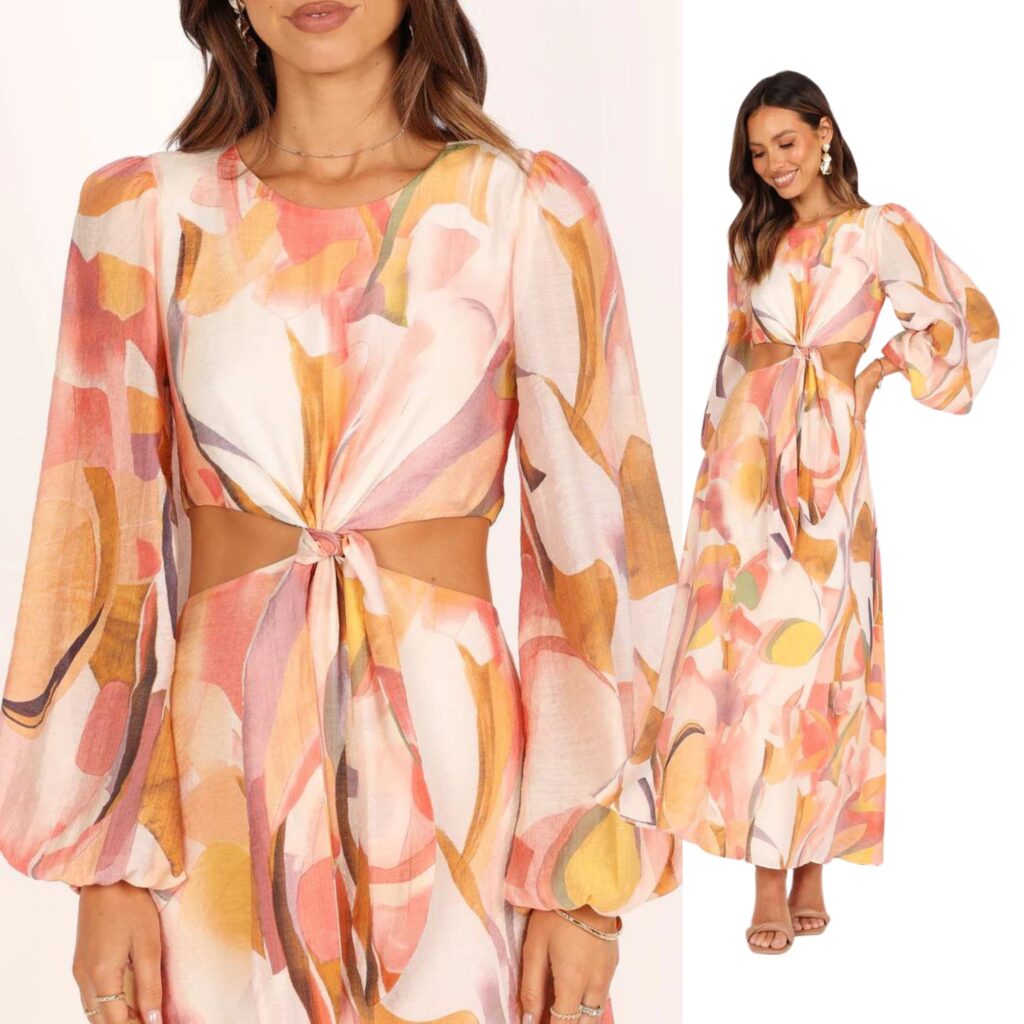 Petal + Pup LAQUIN LONG SLEEVE MAXI DRESS