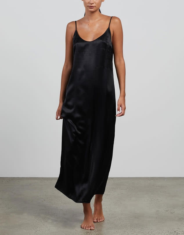 la perla long silk slip dress