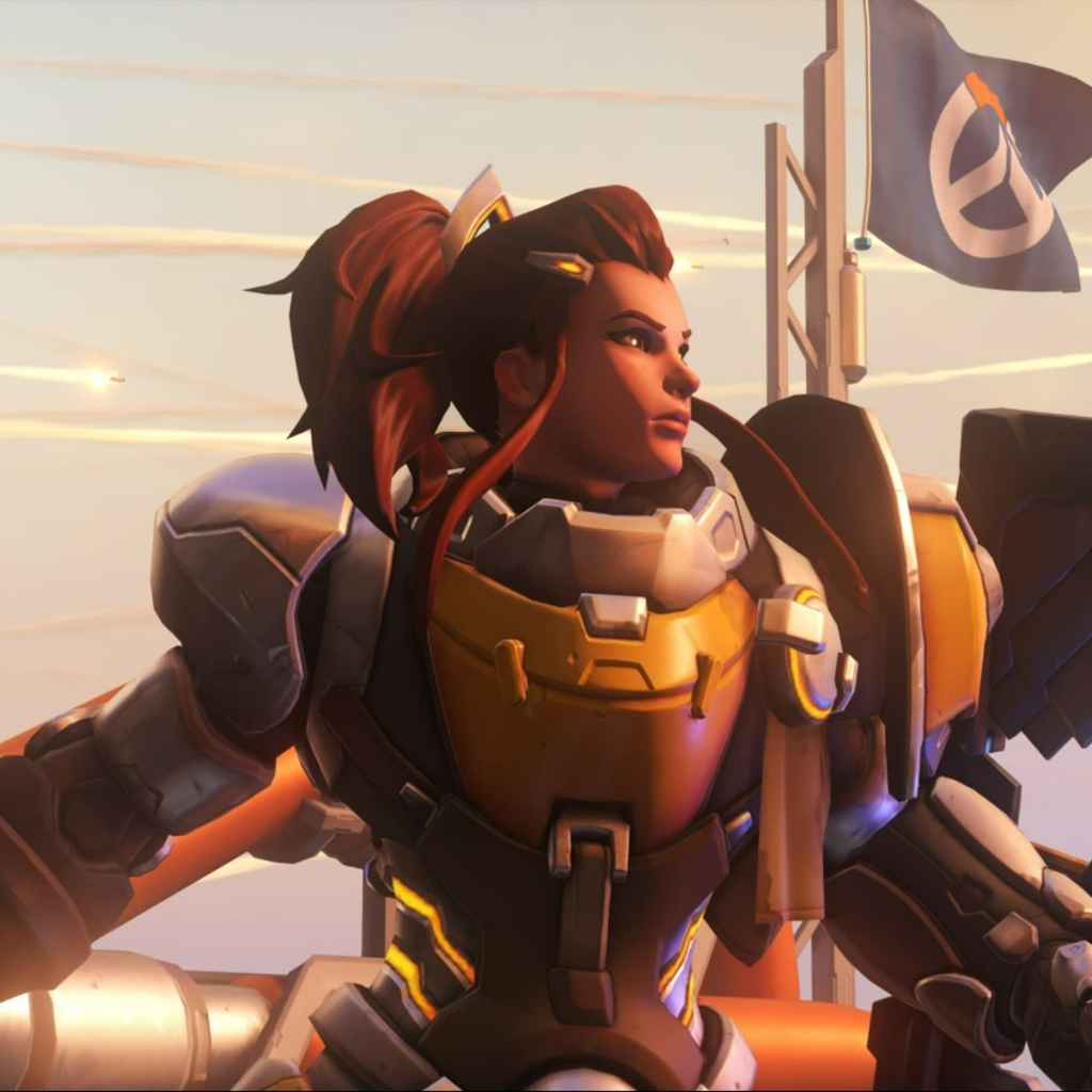 A screenshot of Brigitte from Overwatch.