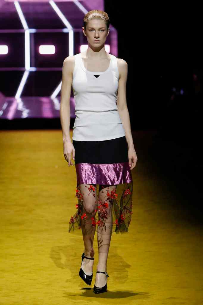 Hunter Schafer Modelling at the Prada Fashion Show