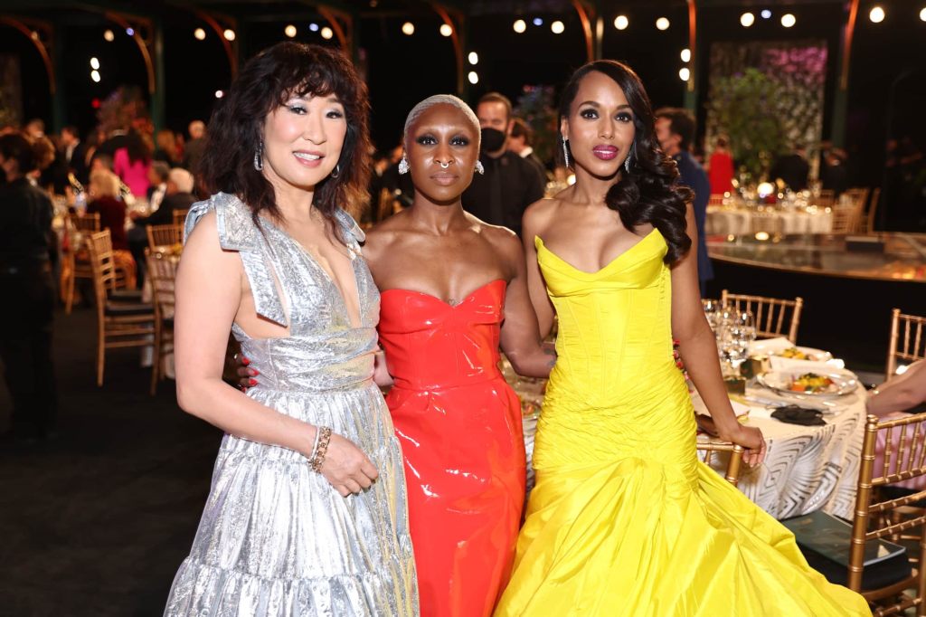 Sandra Oh,Cynthia Erivo, and Kerry Washington at the 2022 SAG Awards