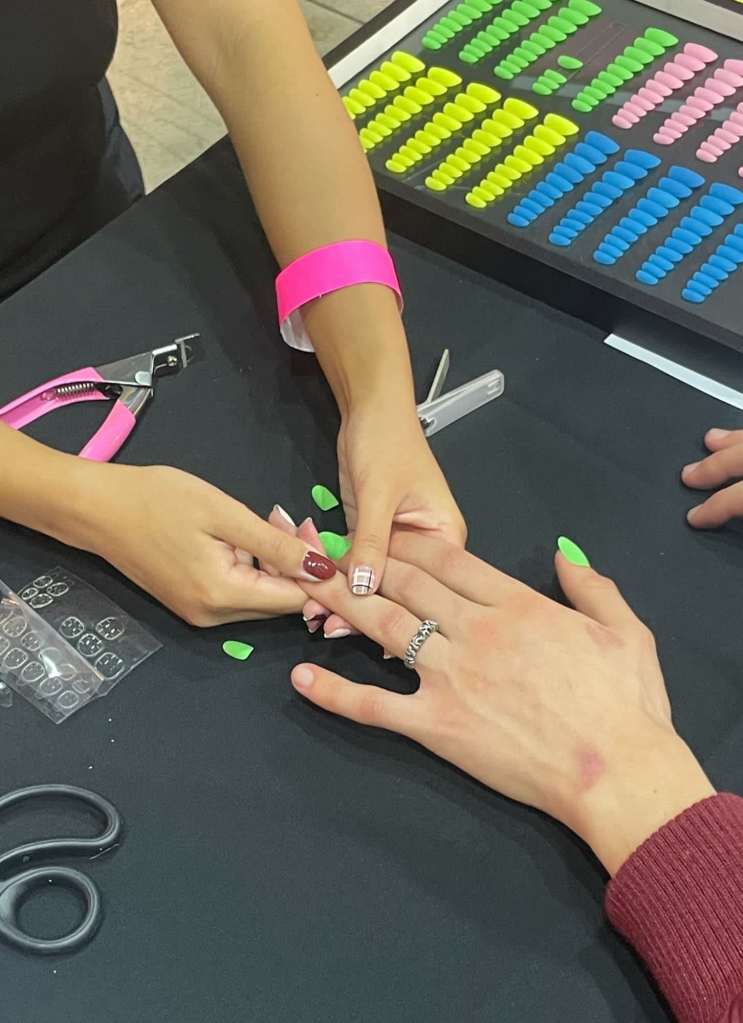 Colour blocked nails at Gary Bigeni