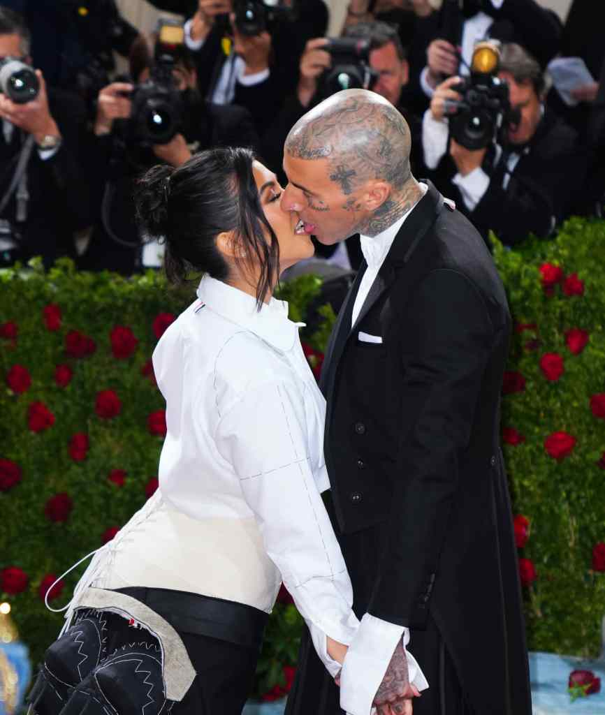 Kourtney Kardashian and Travis Barker on the Met Gala Red Carpet