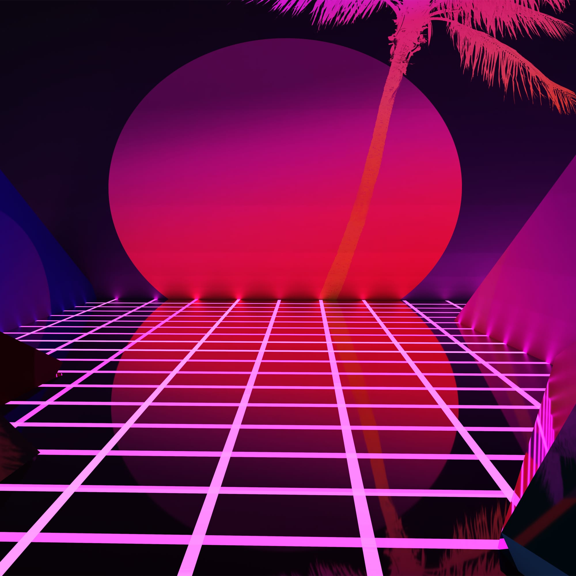 Futuristic sunset scene.