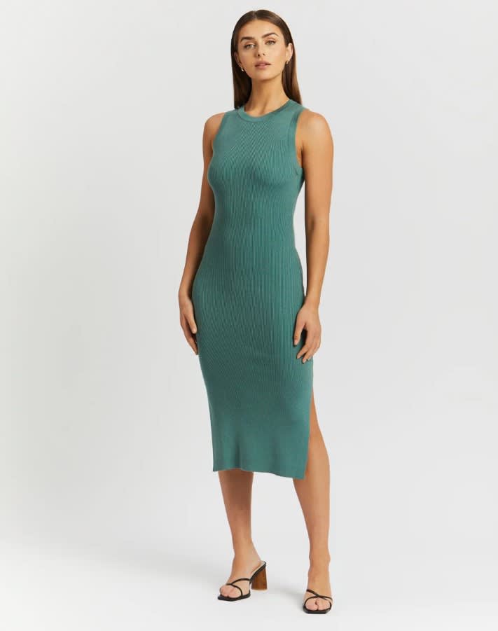 ribbed green tank dress