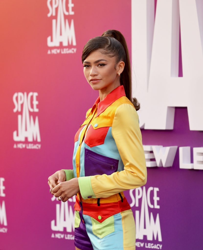 Zendaya wears the Barbie ponytail, with a fringe