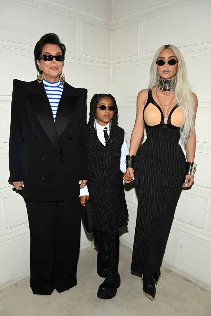 Kris Jenner, North West and Kim Kardashian attend the Jean-Paul Gaultier Haute Couture Fall Winter 2022 2023 show as part of Paris Fashion Week on July 06, 2022 in Paris, France.