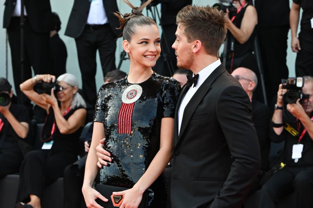 Barbara Palvin and Dylan Sprouse attend the "White Noise" and opening ceremony red carpet at the 79th Venice International Film Festival