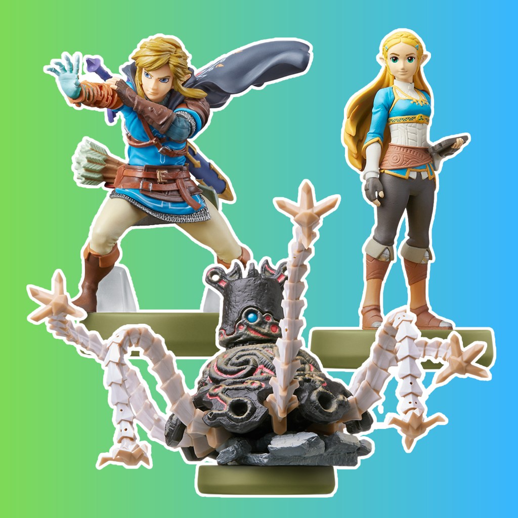 Link "Tears of the Kingdom" amiibo, Zelda amiibo and Guardian amiibo.